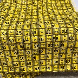 Yellow Measurer Print Fabric 1 yard
